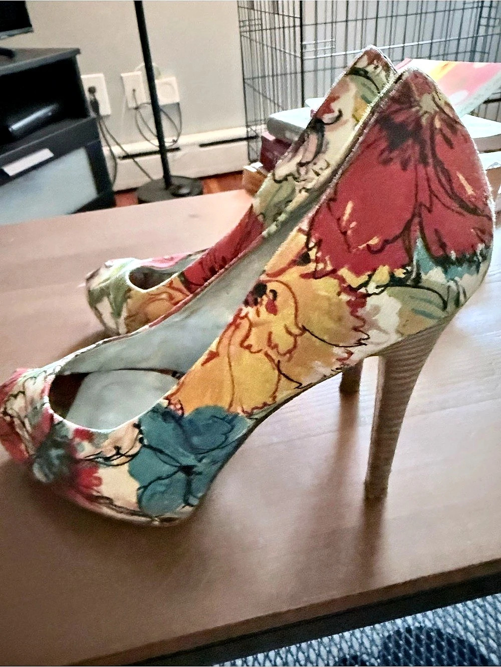 Floral Heels in Pink & Blue
